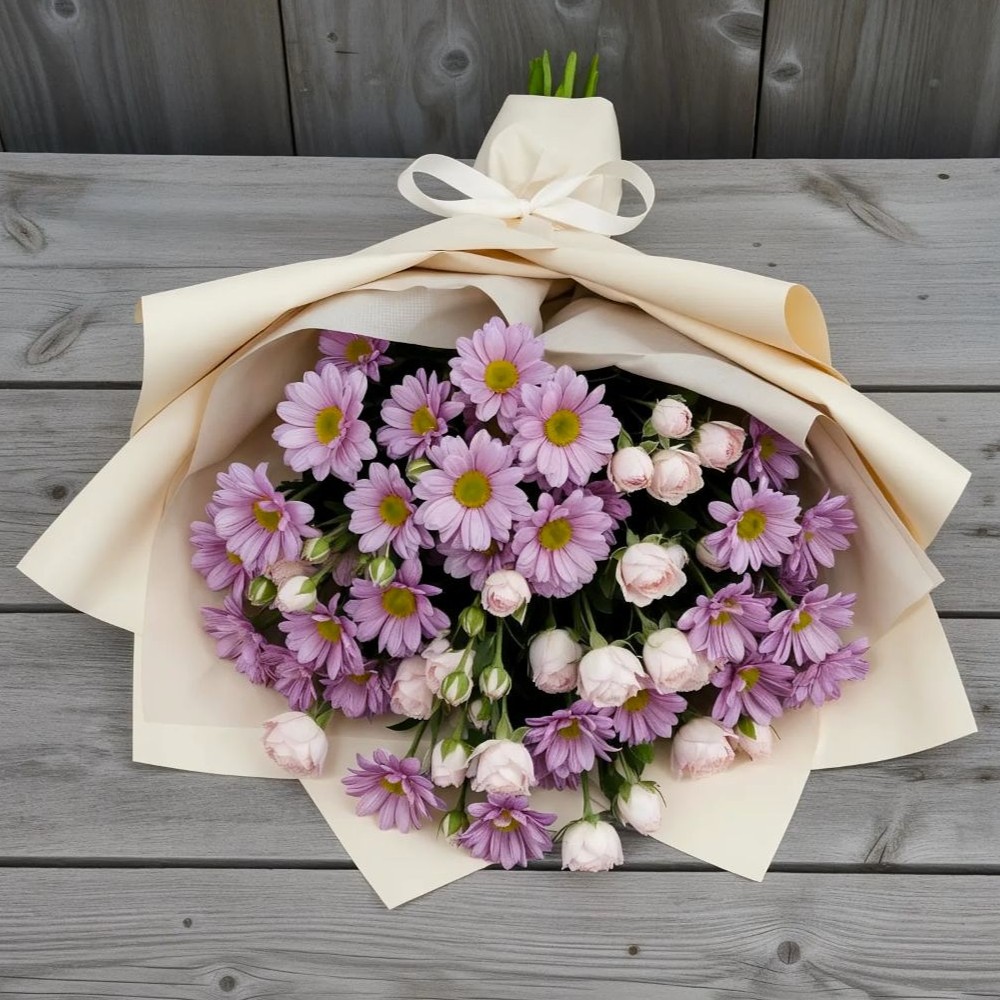 Букет цветов из: Розы и Хризантемы в Верхнем Любаже