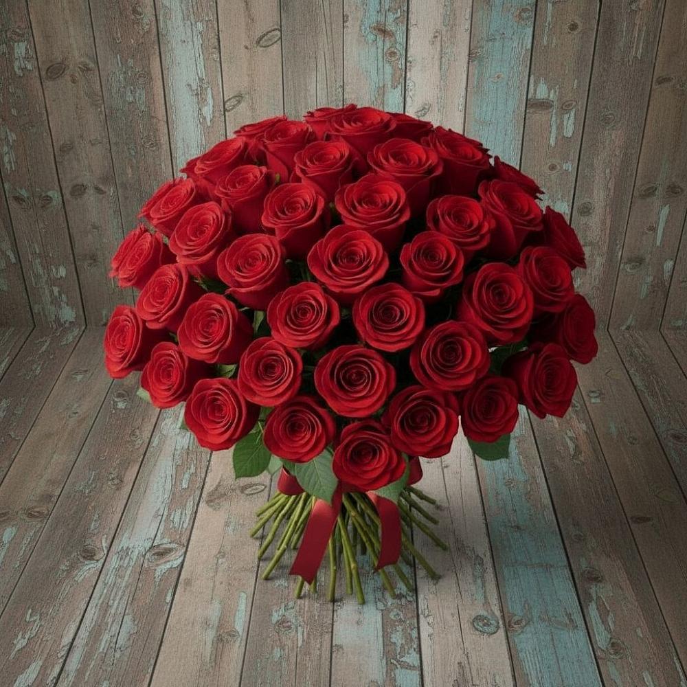 Букет 55 Красных роз Фридом в Верхнем Любаже