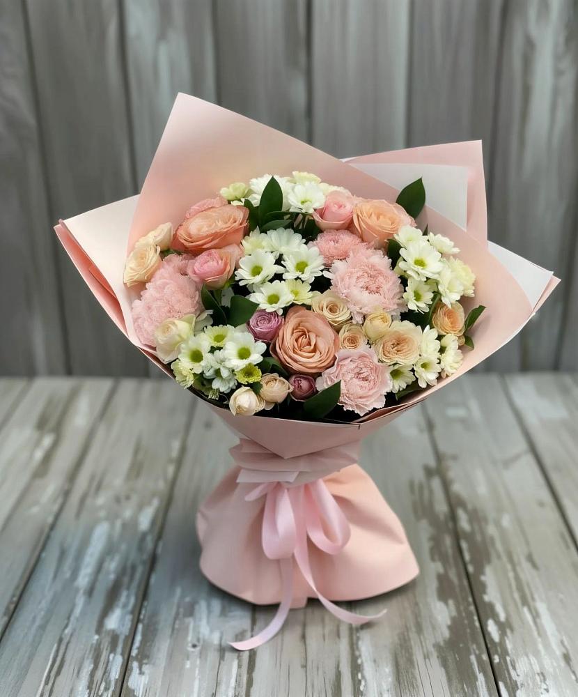 Букет цветов из: Гвоздики, Розы и Хризантемы в Верхнем Любаже