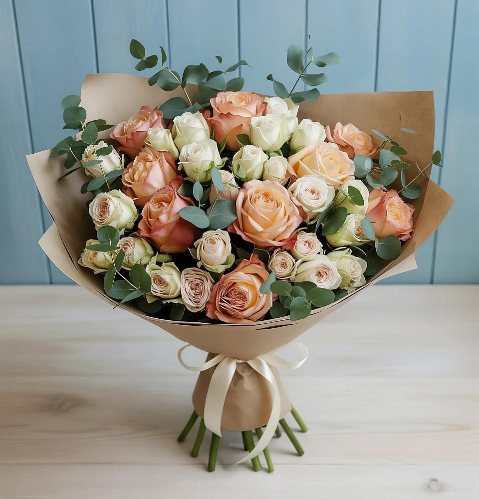 Букет цветов из: Альстромерии и Розы в Верхнем Любаже