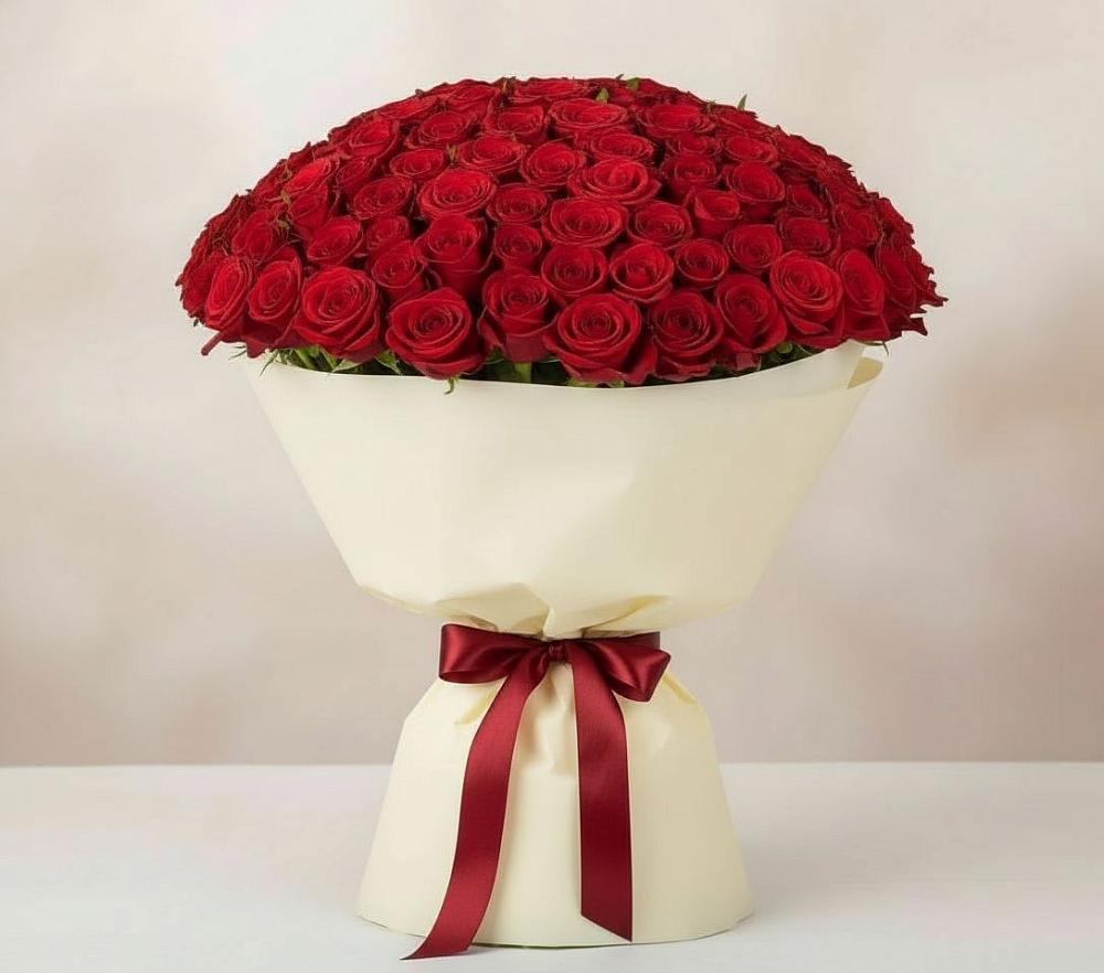 Букет 101 Красная роза Милано в Верхнем Любаже