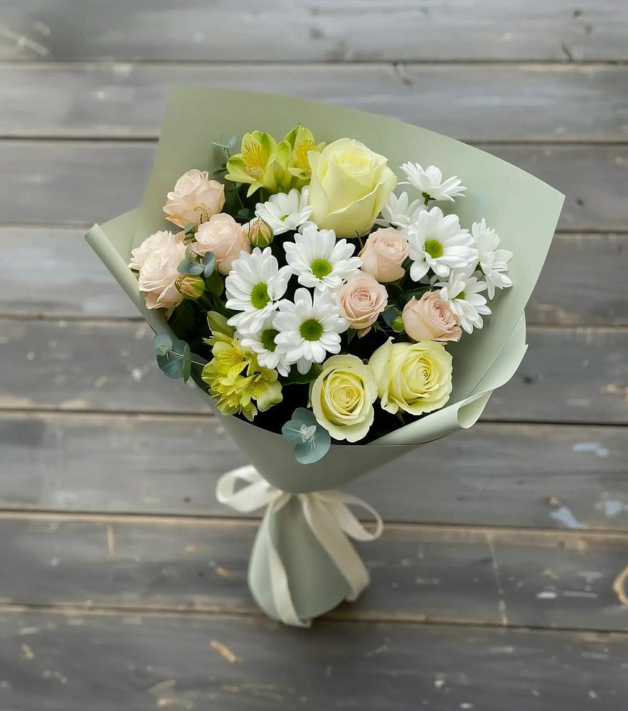 Букет цветов из: Альстромерии, Розы и Хризантемы в Верхнем Любаже