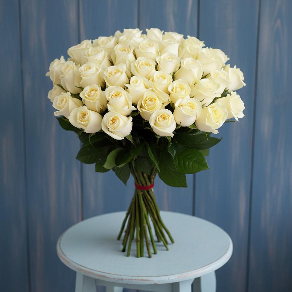 Букет 51 Белая роза Эдлесс Лав в Верхнем Любаже