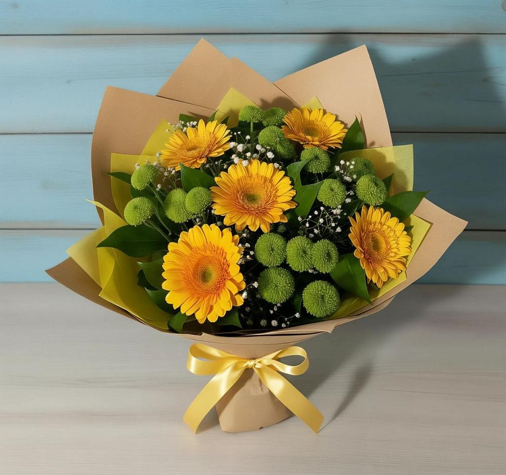 Букет цветов из: Герберы и Хризантемы в Верхнем Любаже