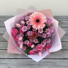 Букет цветов из:  Розы, Герберы и Хризантемы в Верхнем Любаже