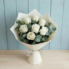 Букет Белые розы в Эвкалипте #REPLACE_PRED# Верхнем Любаже